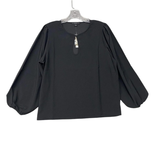 J Crew Shirt Womens Black Puff Sleeve Satin Back Crepe Office Size MTall - Picture 3 of 8